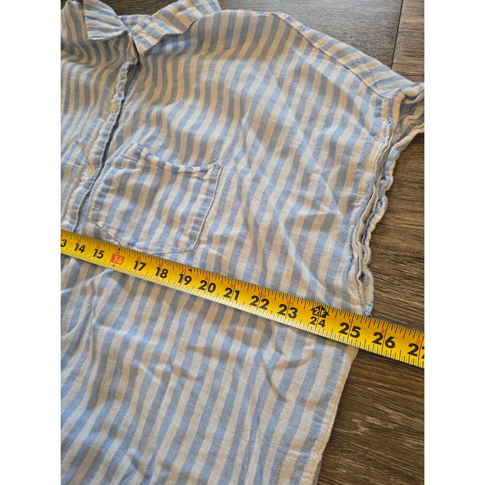 Old Navy Linen Blend Striped Tie Front Shirt XXL Coastal Summer Top Relaxed Fit - Picture 7 of 8